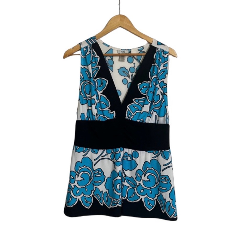 Cache Blue and Black Floral Top